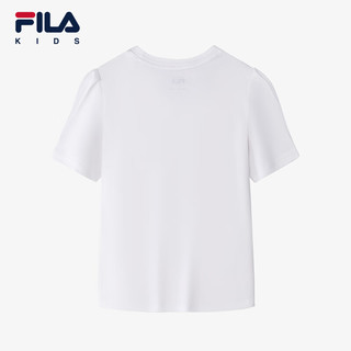 FILA 斐乐 儿童服装短袖T恤2024春冬女中大童休闲舒适上衣 标准白-WT 160cm