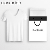 Clarkarida男士短袖T恤男V领薄款莫代尔无痕运动打底衣舒适家居服上衣男 白色 2XL(150-170斤)