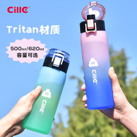 cille 希乐 水杯男女士大容量运动杯吸管杯便携tritan塑料杯子 蓝色 620ml