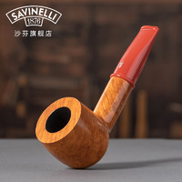 沙芬（SAVINELLI）意大利手工石楠木烟斗P364迷你小号128彩嘴直斗男女士 【迷你红斗嘴 128斗型】