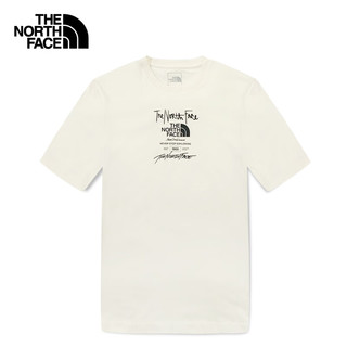 北面（The North Face）短袖T恤男简约LOGO印花宽松透气休闲纯色半袖24春夏8AUW QLI/米白色 XL/180