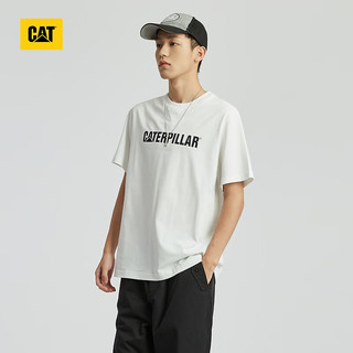 CAT卡特24春夏男撞色设计logo印花短袖T恤 白色 S