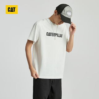 CAT卡特24春夏男撞色设计logo印花短袖T恤 白色 S