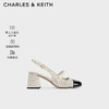 CHARLES&KEITH24春法式拼色方头粗跟玛丽珍鞋CK1-60361507 Cream奶白色 37