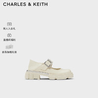 CHARLES&KEITH24春季金属片厚底圆头玛丽珍鞋女CK1-70920137 粉白色Chalk 35