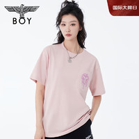 BOY LONDON春夏24男女同款短袖三鹰标印花设计感潮牌T恤N01068 粉色 XS