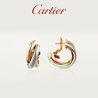 卡地亚（Cartier）Trinity 玫瑰金黄金白金 三环三色金耳环 三色金