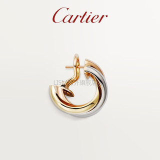 卡地亚（Cartier）Trinity 玫瑰金黄金白金 三环三色金耳环 三色金