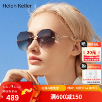 Helen Keller 眼镜女款防紫外线偏光太阳镜开车驾驶户外墨镜H2620H03 H2620H03上灰下粉镜片