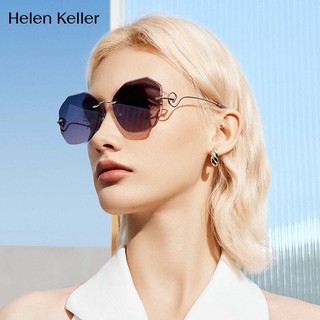 Helen Keller 眼镜女款防紫外线偏光太阳镜开车驾驶户外墨镜H2620H03 H2620H03上灰下粉镜片