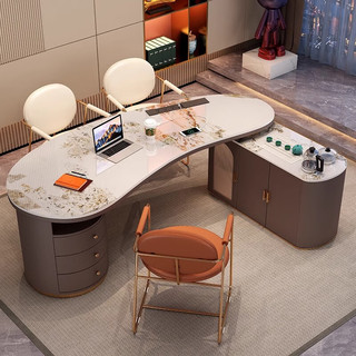 优卡吉岩板茶桌椅现代客厅办公室茶台套装WY-CZ10 1.8米单桌+4主人椅 1.8米茶桌+主椅*4