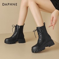 DAPHNE 达芙妮 时尚马丁靴女20百搭靴子加绒工装靴休闲短靴单靴