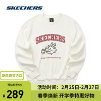 斯凯奇（Skechers）龙年新年系列春季针织圆领套头休闲运动卫衣女 奶油米白/00NA M