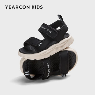YEARCON 意尔康 童鞋2024年夏季儿童沙滩鞋露趾男童凉鞋轻便防滑女童鞋黑色129 29内长18.7/适合脚长17.7