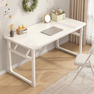 实采（SHICY）折叠书桌子简易台式电脑桌卧室家用学习桌写字办公成人免安装 暖白色+白架120x60
