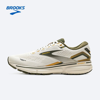 BROOKS 布鲁克斯 秋季新款男款减震跑步鞋透气运动鞋官方跑鞋 Ghost 15幽灵by 灰色/绿色/黄花菜