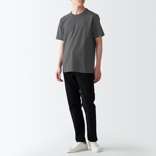 无印良品 MUJI 男式 粗棉线 天竺织 短袖T恤 ABA18A2S 深灰色 XS