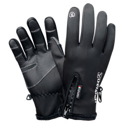 手套男女秋冬季加厚加绒保暖触屏拉链防风防泼水运动骑行摩托车手套