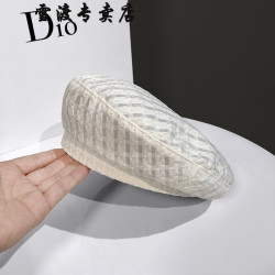 kimsunja网纱编织贝雷帽子女夏季薄款透气蓓蕾帽日系气质优雅画家帽子