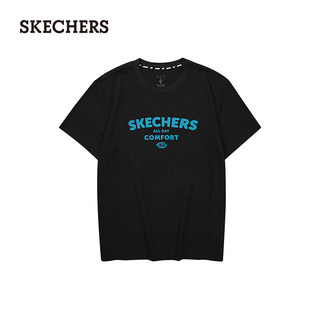 斯凯奇（Skechers）男女同款时尚短袖L224U043 碳黑/0018 L