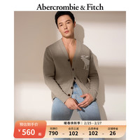 ABERCROMBIE & FITCH男装 24春美式时尚百搭麋鹿针织毛衣开衫 357135-1 浅棕色 XS (170/84A)