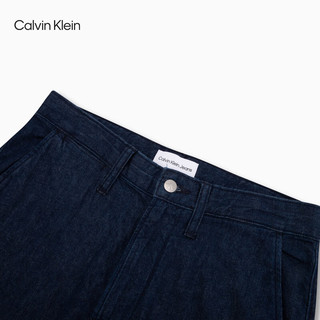 Calvin Klein Jeans24春夏男士亚麻休闲双后袋复古宽松牛仔裤J325418 1AP-牛仔深蓝 31