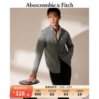 ABERCROMBIE & FITCH男装 24春夏美式复古休闲小麋鹿纽扣式牛仔布衬衫356812-1 浅灰色 XXL (185/124A)