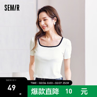 森马（Semir）内衣女简约内搭时尚百搭短袖上衣可外穿方领修身显瘦打底衫 本白10102 155/80A/S