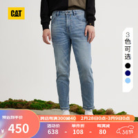 CAT卡特牛仔裤男收脚时尚微弹舒适休闲牛仔裤子男 淡蓝 30