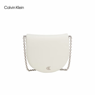 Calvin Klein女包24春夏简约金属字母翻盖链条单肩手机包马鞍包DP1705 115-象牙白 OS