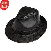 佳烜英伦男士皮爵士帽子男礼帽冬天保暖皮帽潮流中老年帽子 59cm