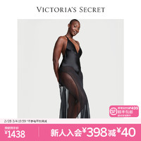 VICTORIA'S SECRET 细带美背V领拼接轻薄网纱睡裙 54A2黑色 11244205 S