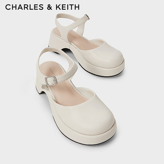 CHARLES & KEITH CHARLES&KEITH24春季英伦风一字扣厚底包头凉鞋CK1-70580220 粉白色Chalk 39