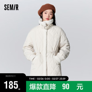 森马（Semir）棉服女中长款宽松立领简约2023冬季气质收腰棉袄时尚109723112001