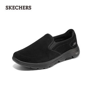 斯凯奇（Skechers）男鞋毛里加绒保暖健步鞋懒人一脚蹬防滑缓震休闲鞋 661054 全黑色/BBK 41