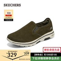 斯凯奇（Skechers）男鞋毛里加绒保暖健步鞋懒人一脚蹬防滑缓震休闲鞋 661054 橄榄绿/OLV 40