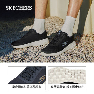 SKECHERS 斯凯奇 春男缓震跑步厚底一脚蹬运动鞋216281 NVOR海军蓝色/橘色 41