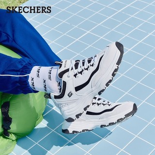 斯凯奇（Skechers）老爹鞋子男女熊猫鞋休闲运动厚底增高透气复古轻便 男款-白色/黑白色/WBLK 36.5