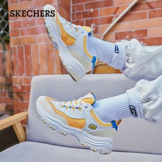 斯凯奇（Skechers）老爹鞋子男女熊猫鞋休闲运动厚底增高透气复古轻便 女款-白色/黄色/WYL 42