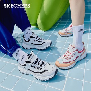 斯凯奇（Skechers）老爹鞋子男女熊猫鞋休闲运动厚底增高透气复古轻便 男款-白色/黑白色/WBLK 43