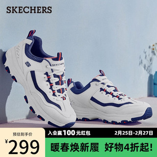 斯凯奇（Skechers）老爹鞋子男女熊猫鞋休闲运动厚底增高透气复古轻便 男款-白色/紫色/WPUR 40