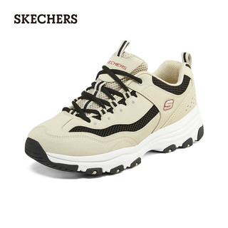 斯凯奇（Skechers）老爹鞋子男女熊猫鞋休闲运动厚底增高透气复古轻便 男款-自然色/黑色/NTBK 36