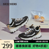 斯凯奇（Skechers）老爹鞋子男女熊猫鞋休闲运动厚底增高透气复古轻便 女款-黑色/金色/BKGD 41.5