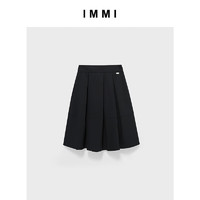 IMMI高腰精纺A型百褶花苞半裙132SK027X 黑色 0