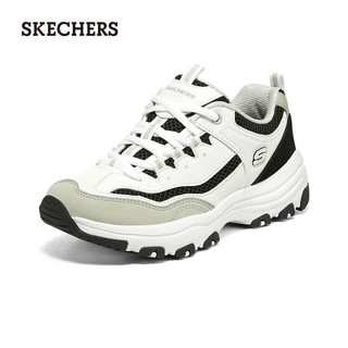 斯凯奇（Skechers）老爹鞋子男女熊猫鞋休闲运动厚底增高透气复古轻便 女款-白色/浅灰色/WLGY 36
