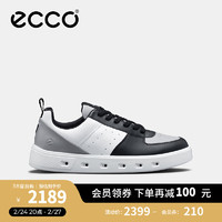 爱步（ECCO）板鞋男 2024年春季百搭厚底拼接休闲鞋运动鞋 街头720 520814 黑色/鸽子灰/白色52081460980 39