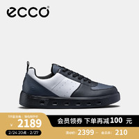 爱步（ECCO）板鞋男 2024年春季百搭厚底拼接休闲鞋运动鞋 街头720 520814 黑色/深灰色/白色52081460979 43