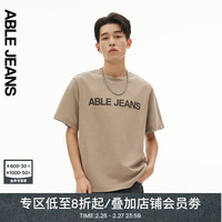 ABLE JEANS 24夏季男士TEE街头LOGO宽松圆领短袖T恤男881212 葭灰 L