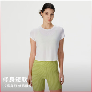 粒子狂热PF春夏女士运动短袖速干修身后背纽结镂空美背T恤 TP063-130-白色 S