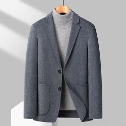 疏赞双面毛呢西服秋冬款70羊毛商务休闲西装简约大气保暖单西外套男